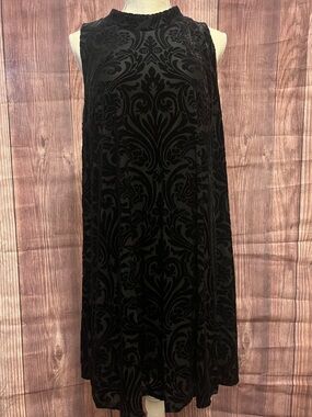 Jessica Howard Sleeveless Black Velvet Burnout A-Line Dress